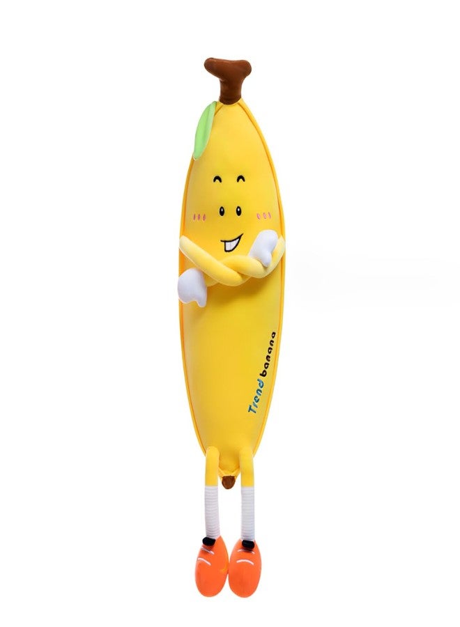 OPHRBU Banana Plush Body Pillow， 31.5 inches Banana Long Body Plush Pillow， Cute Fruit Plushie Hugging Pillow，for Kids Adult, Ideal Chrismas Birthday Gift (Yellow) - Image 1